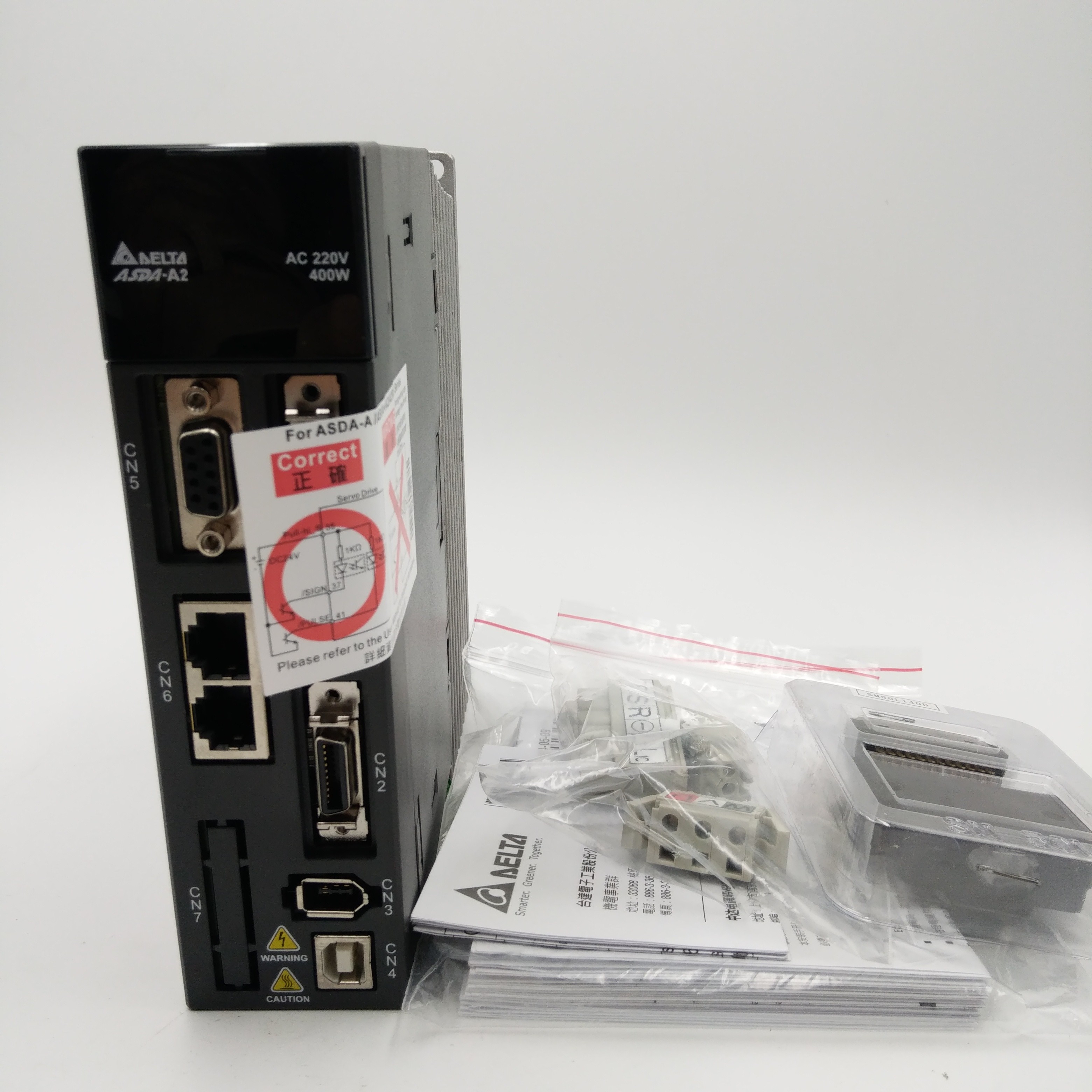 Delta Brand Servo Motor controller 400W 2.6A AC Servo Drive 1ph 220V CANopen E-CAM with Full-Closed Control New ASD-A2-0421-M