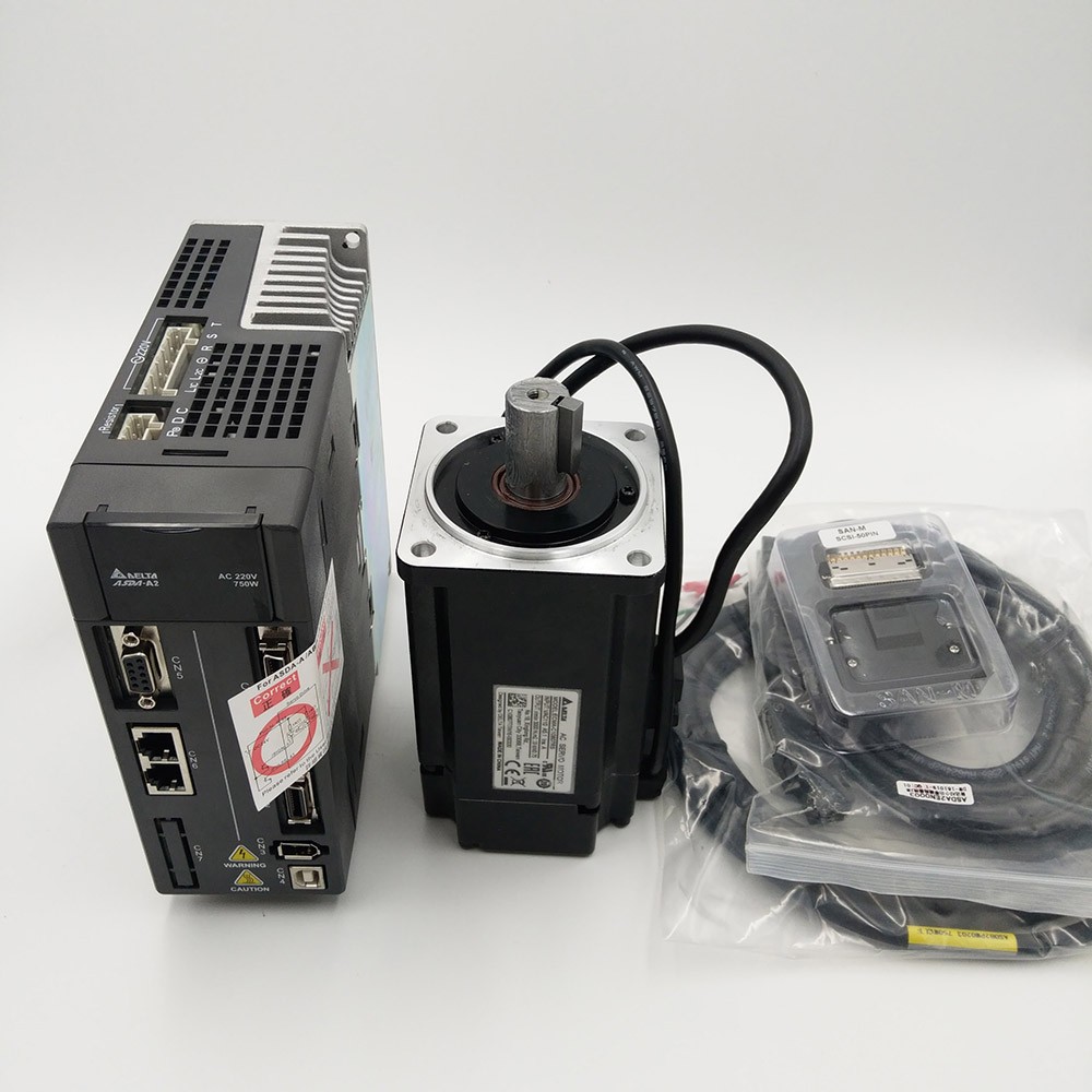Delta 750W CNC Servo kits 220V 2.39NM 3000r/min 80mm CANopen E-CAM AC Servo Motor Drive kits with 3M cable