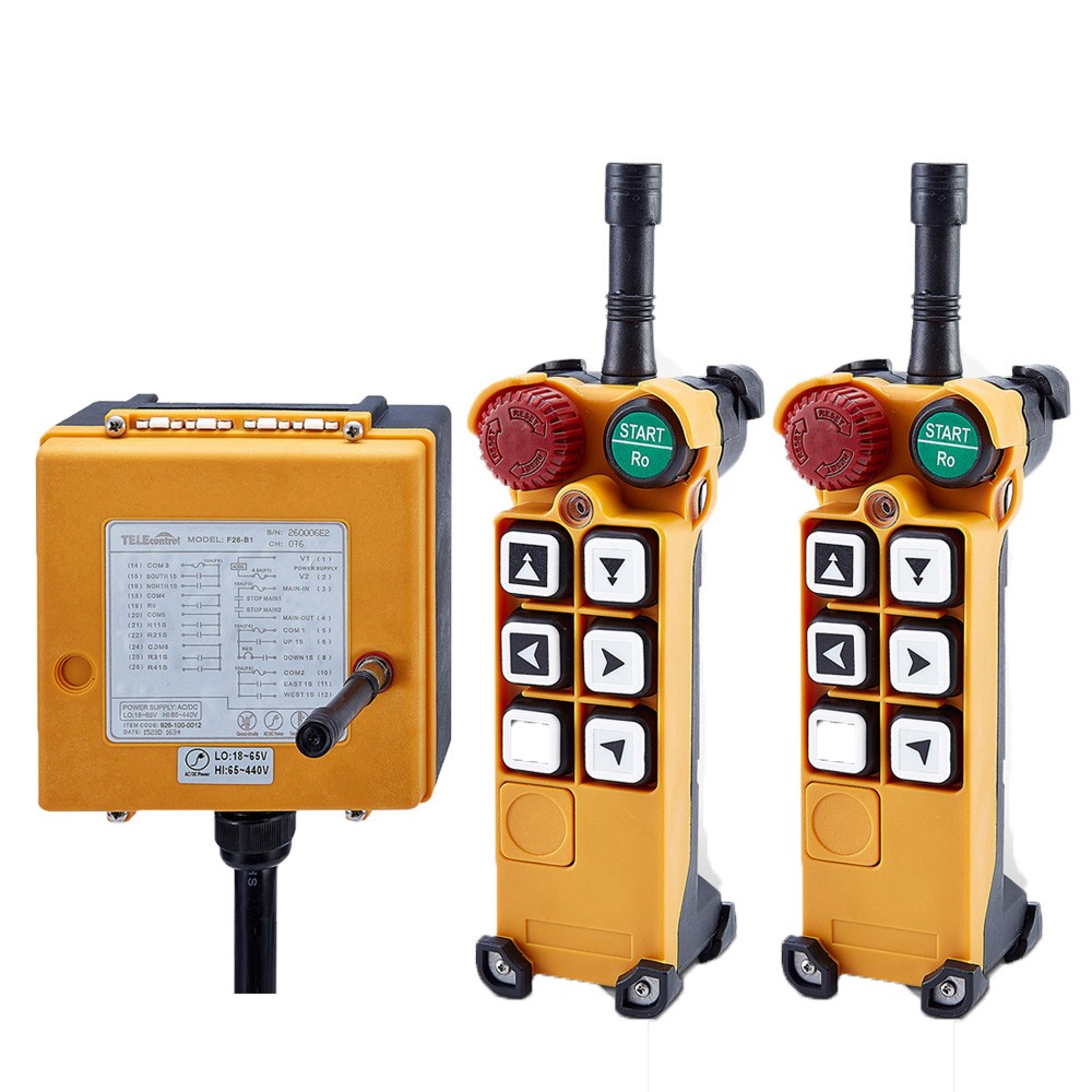 6 buttons: two-step 1Transmitter+1 Receiver 12V and 18V~65Vradio remote control for crane