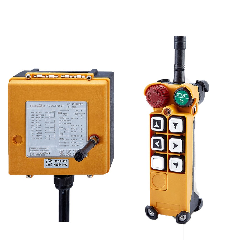 6 buttons: two-step 1Transmitter+1 Receiver 65V~110V~440V radio remote control for crane