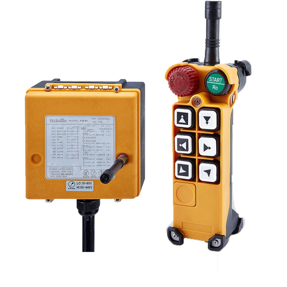 6 buttons: two-step 1Transmitter+1 Receiver 12V and 18V~65Vradio remote control for crane