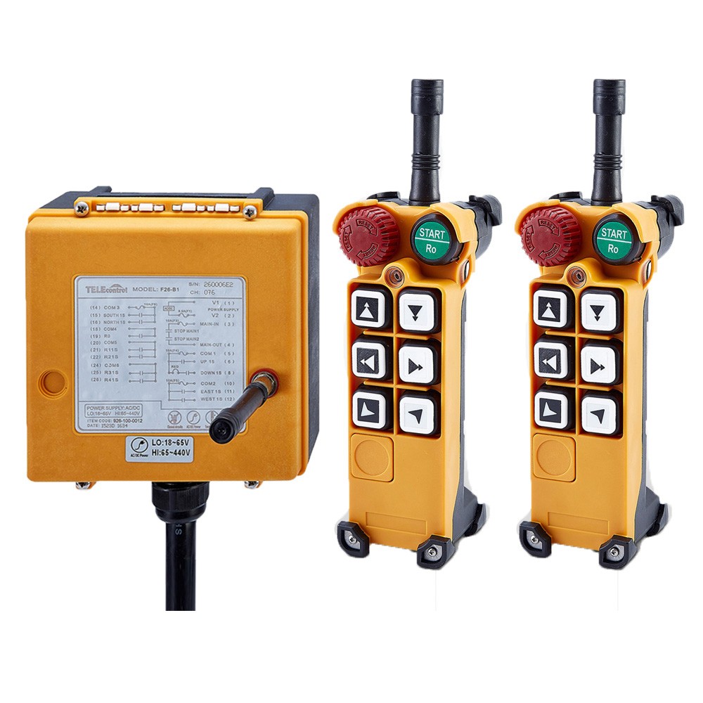 6 buttons: two-step 2Transmitter+1 Receiver 65V~110V~440V radio remote control for crane