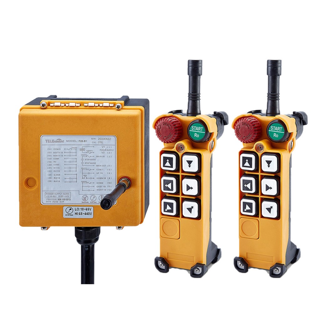 6 buttons: two-step 2Transmitter+1 Receiver 65V~110V~440V radio remote control for crane