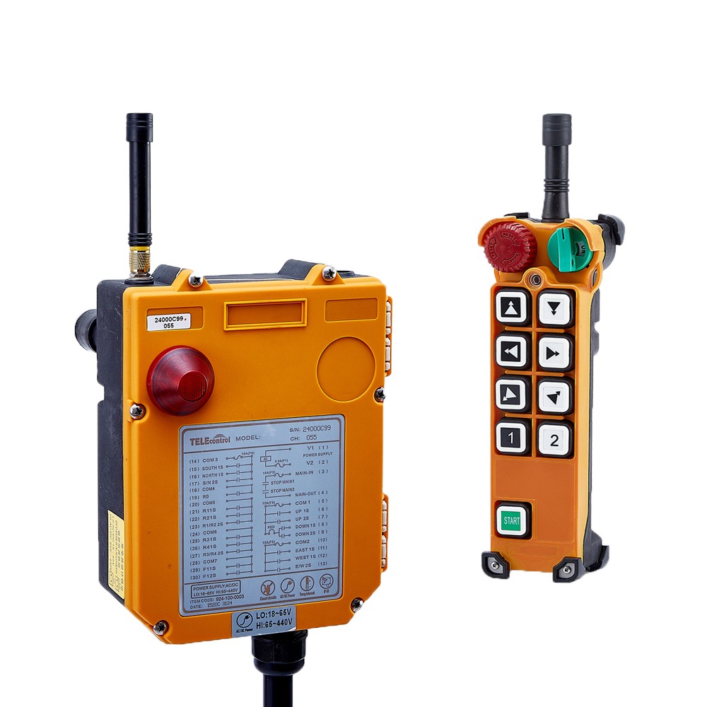 8 buttons: two-step 1Transmitter+1 Receiver 65V~110V~440V radio remote control for crane