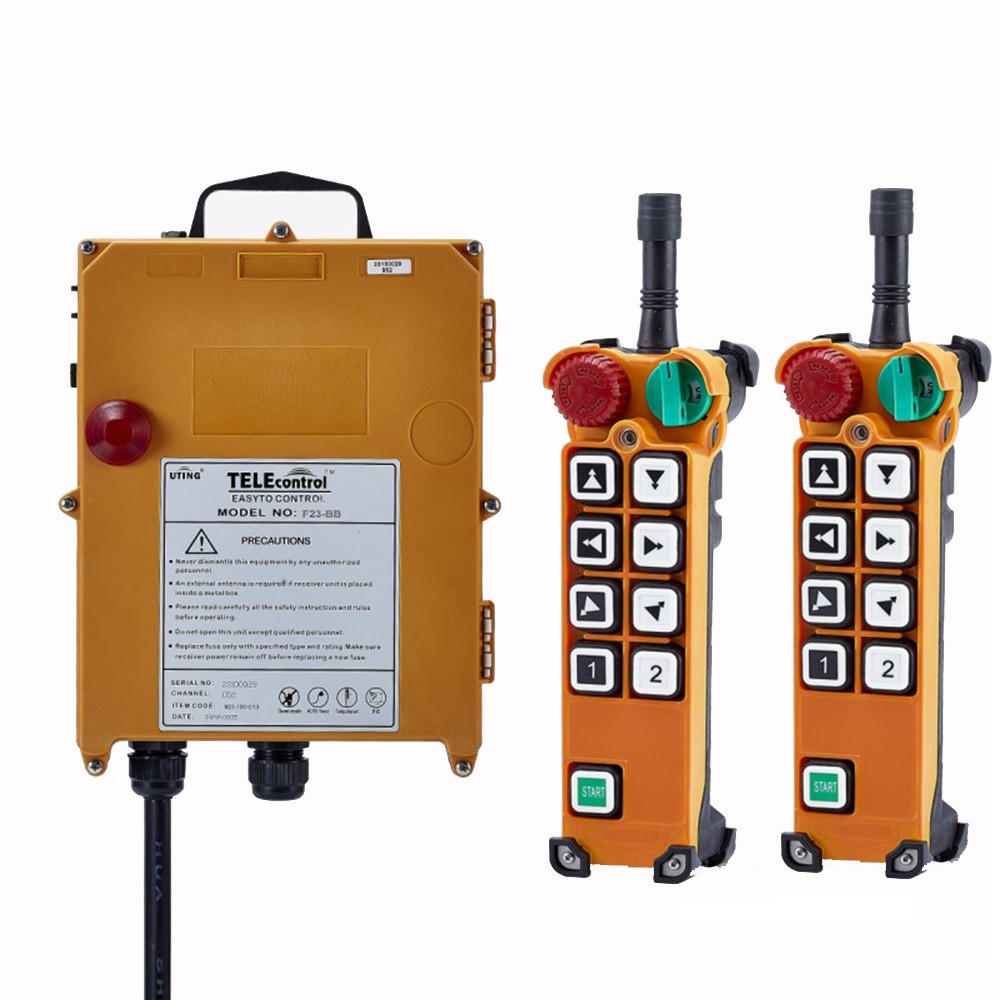 8 buttons: two-step 2Transmitter+1 Receiver 12V and 18V~65Vradio remote control for crane