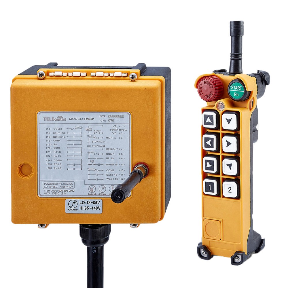 8 buttons: one-step 1Transmitter+1 Receiver 12V and 18V~65Vradio remote control for crane
