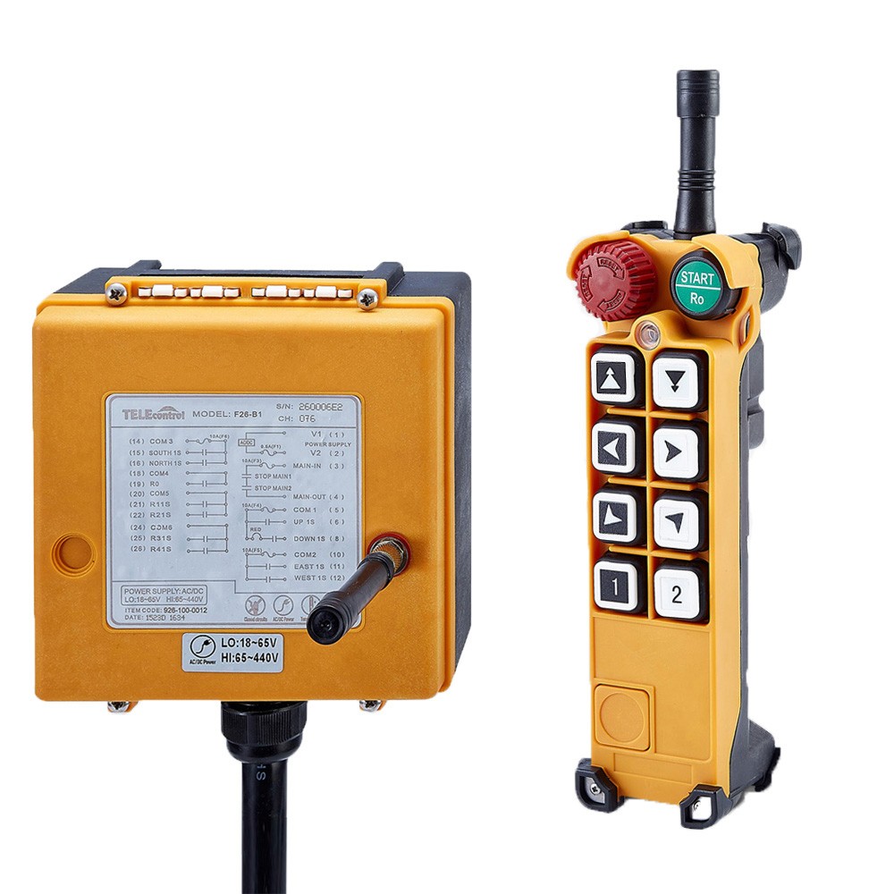 8 buttons: two-step 2Transmitter+1 Receiver 65V~110V~440V radio remote control for crane