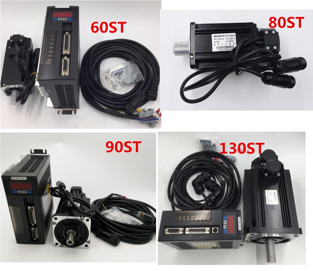 ToAuto 110V/220V/380V AC Servo Kits 200W-3.8KW for CNC Machine Retrofit Upgrade Lathe Milling Pul Dir Analog Input