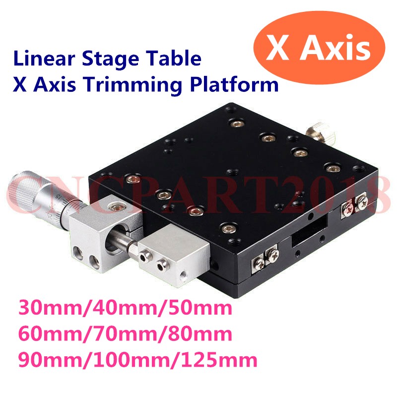 X Axis Trimming Platform Linear Stage Table Sliding Table Manual Displacement Platform 30/40/60/90mm/125mm
