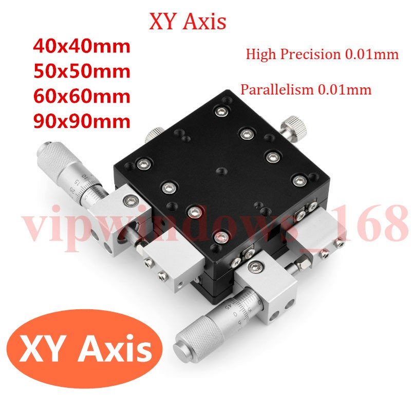 XY Axis Linear Stage Positioner Trimming Platform Manual Sliding Table Manual Displacement Platform 40/50/60/90mm
